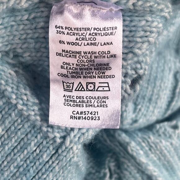 LOFT Women's Pointelle Powder Blue Mock Neck Sweater Size S - Picture 8 of 8